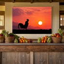 Quadro Galo Cantando Nascer Do Sol