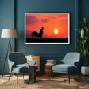 Quadro Galo Cantando Nascer Do Sol