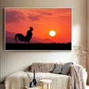 Quadro Galo Cantando Nascer Do Sol