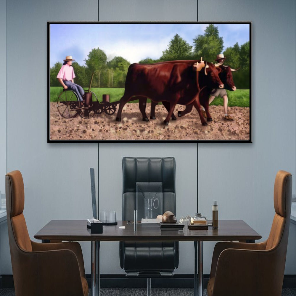 Quadro Pintura Agricultura Nos Primórdios