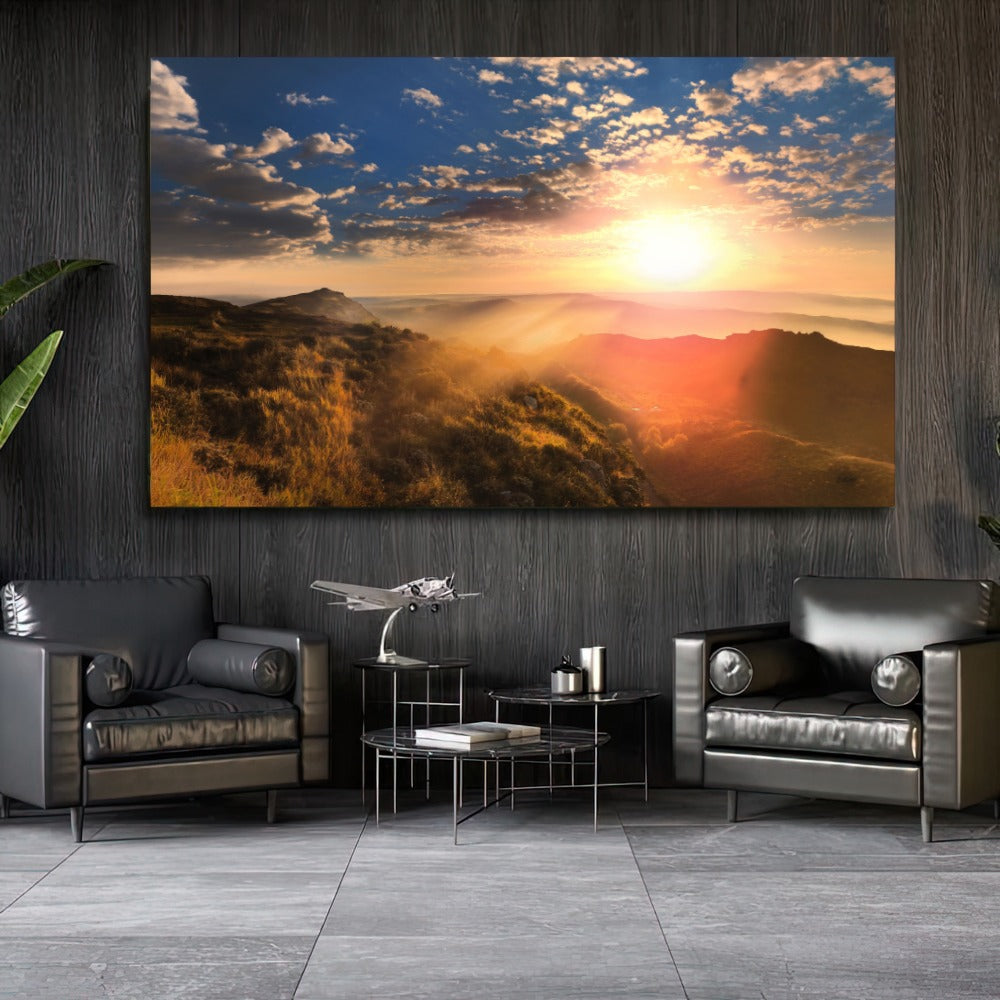 Quadro Paisagem E Montanhas Nascer Do Sol