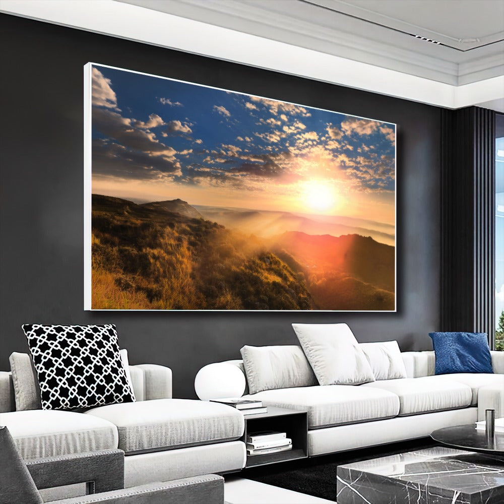 Quadro Paisagem E Montanhas Nascer Do Sol