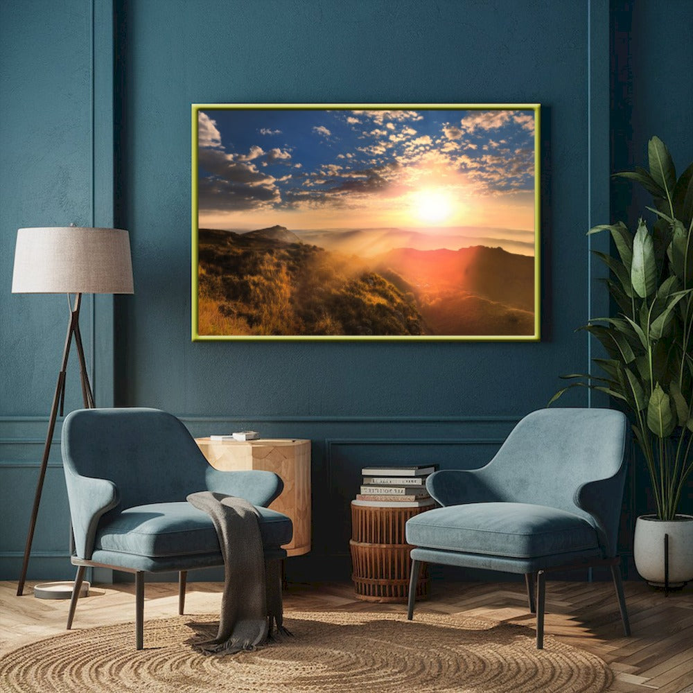 Quadro Paisagem E Montanhas Nascer Do Sol