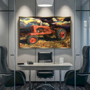 Quadro Pintura Trator Vintage Encostado