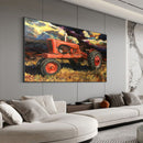 Quadro Pintura Trator Vintage Encostado