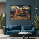 Quadro Pintura Trator Vintage Encostado