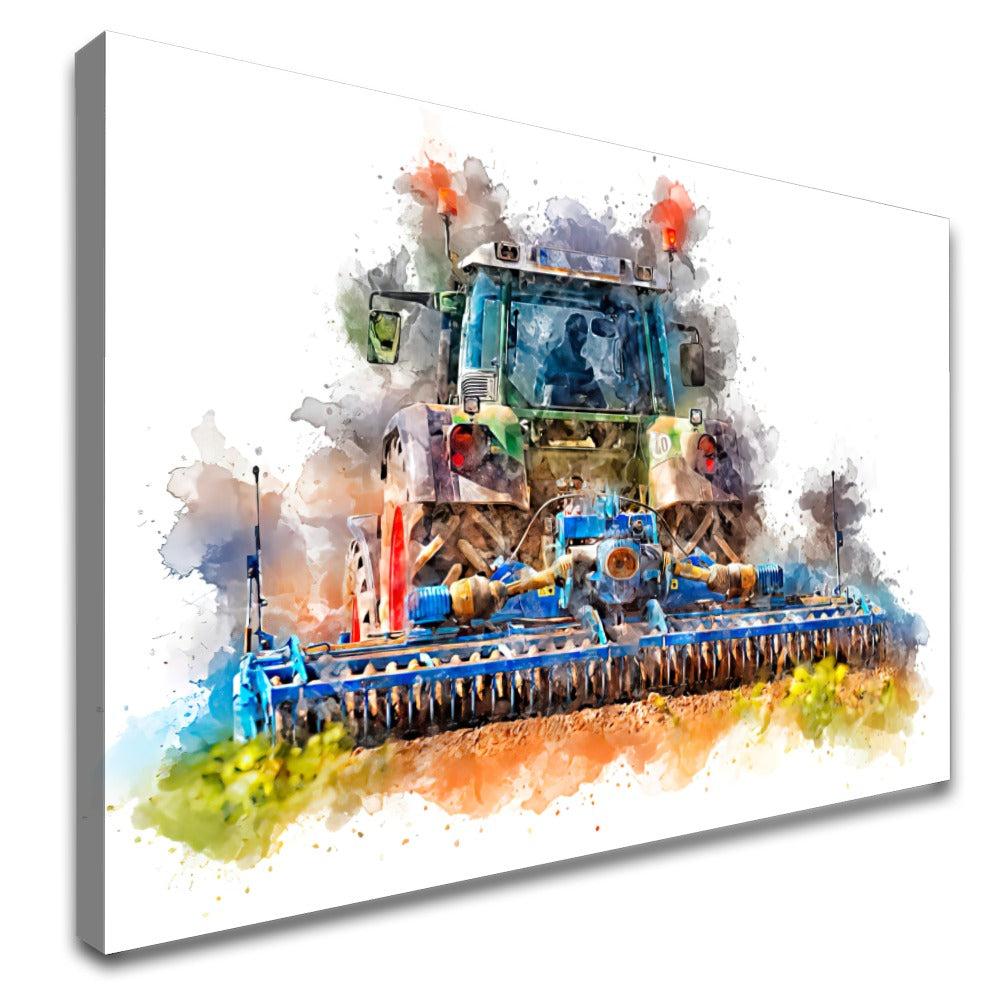 Quadro Trator Arando Pintura
