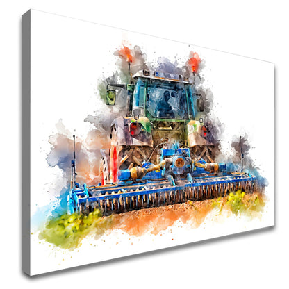 Quadro Trator Arando Pintura