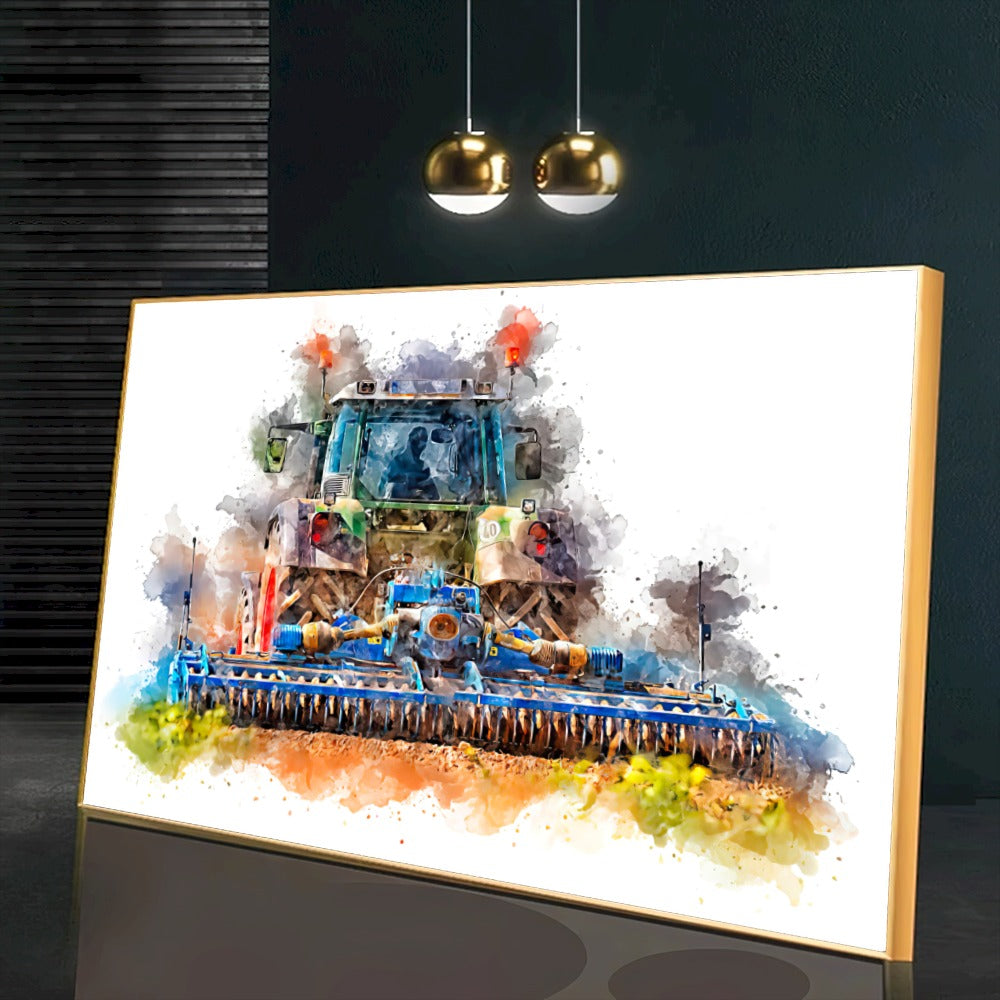 Quadro Trator Arando Pintura