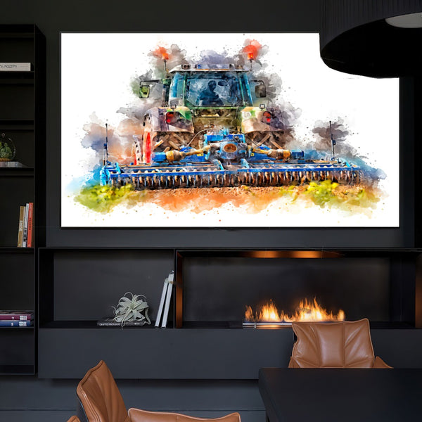 Quadro Trator Arando Pintura