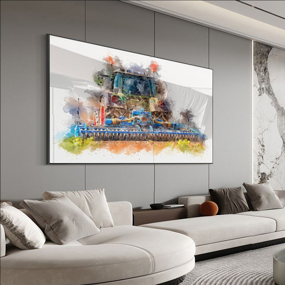 Quadro Trator Arando Pintura