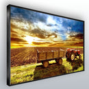 Quadro Trator E Carreto Antigo Por Do Sol