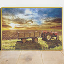 Quadro Trator E Carreto Antigo Por Do Sol
