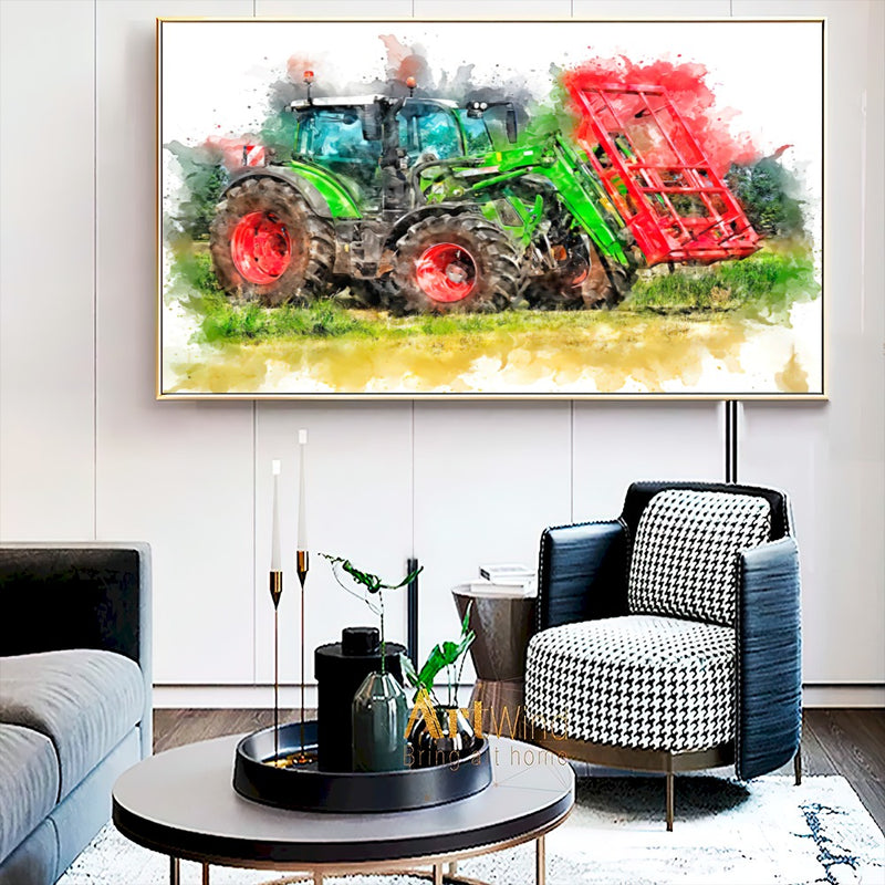 Quadro Trator Empilhadeira Estilo Pintura