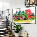 Quadro Trator Empilhadeira Estilo Pintura