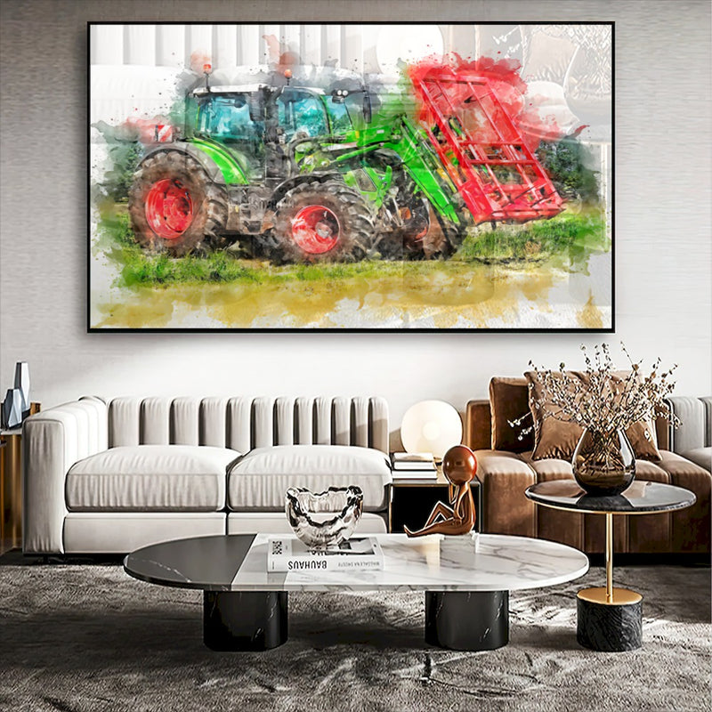 Quadro Trator Empilhadeira Estilo Pintura