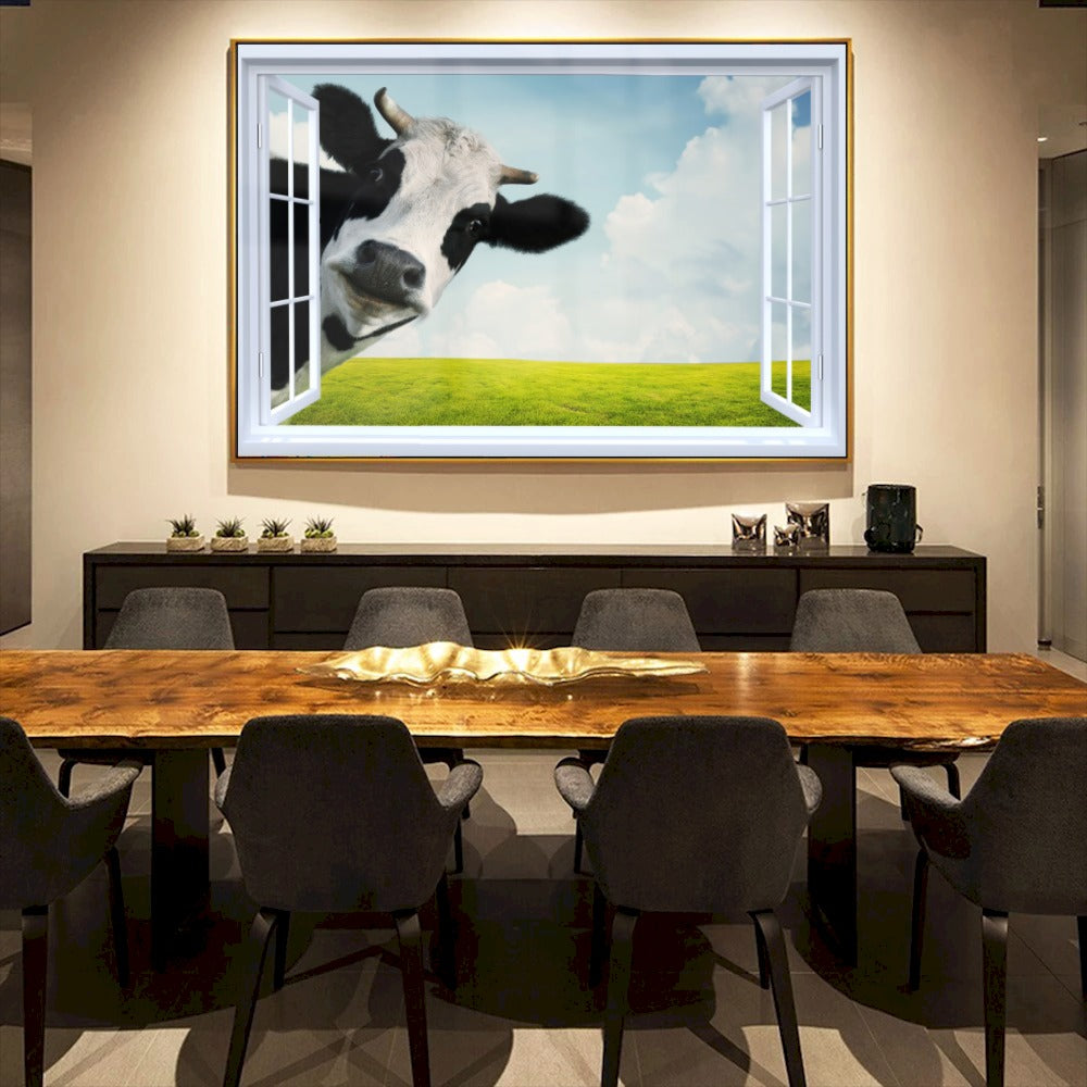 Quadro Vaca Olhando Pela Janela