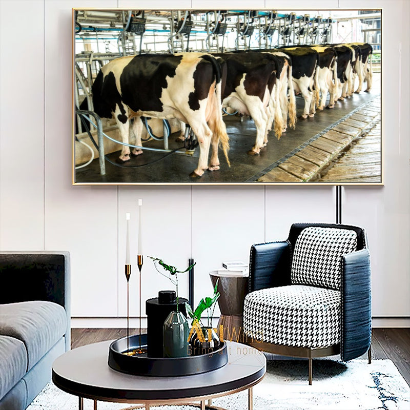 Quadro Vacas Holandesas Na Ordenha