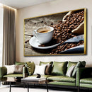 Quadro Xícara De Café E Grãos