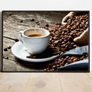Quadro Xícara De Café E Grãos