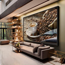 Quadro Xícara De Café E Grãos