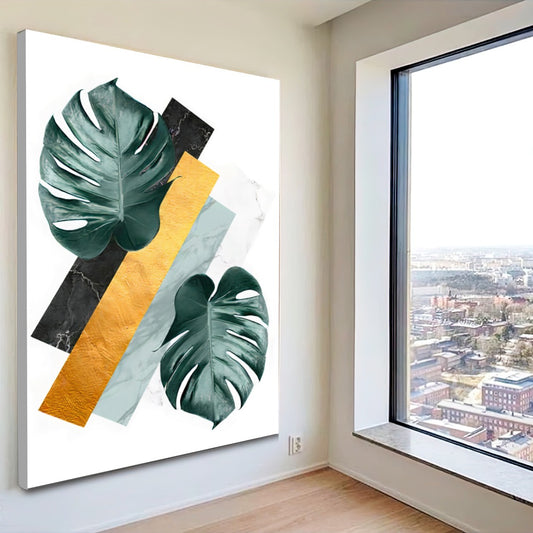 Quadro Abstrato Para Sala Folhas Verdes