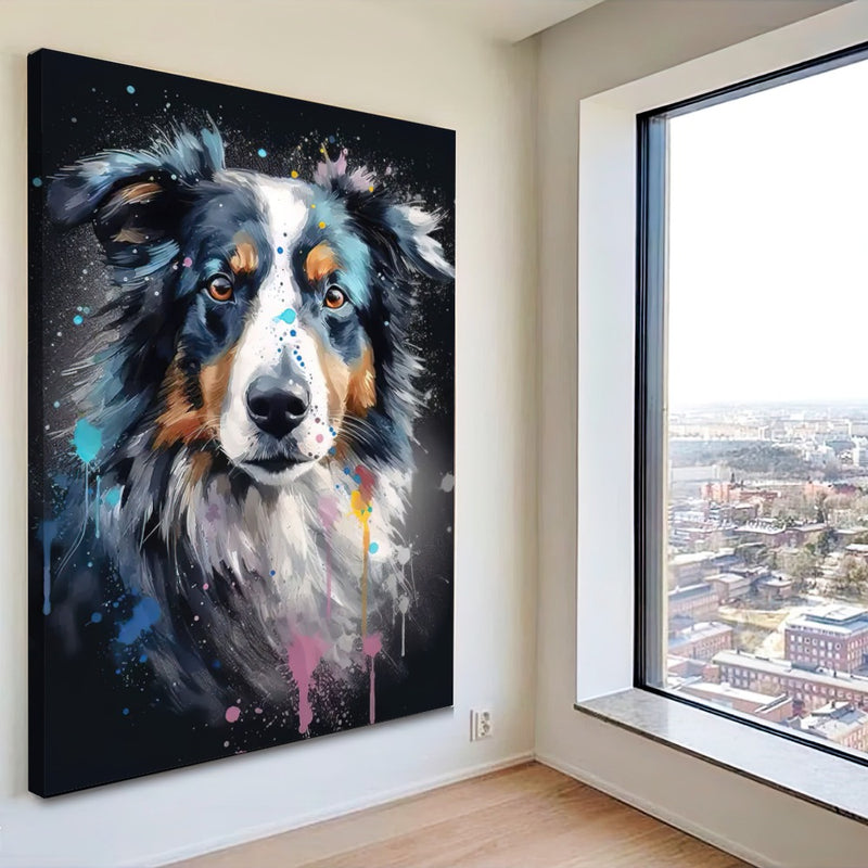 Quadro Border Collie Abstrato