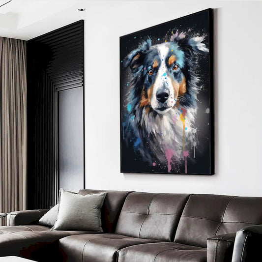Quadro Border Collie Abstrato