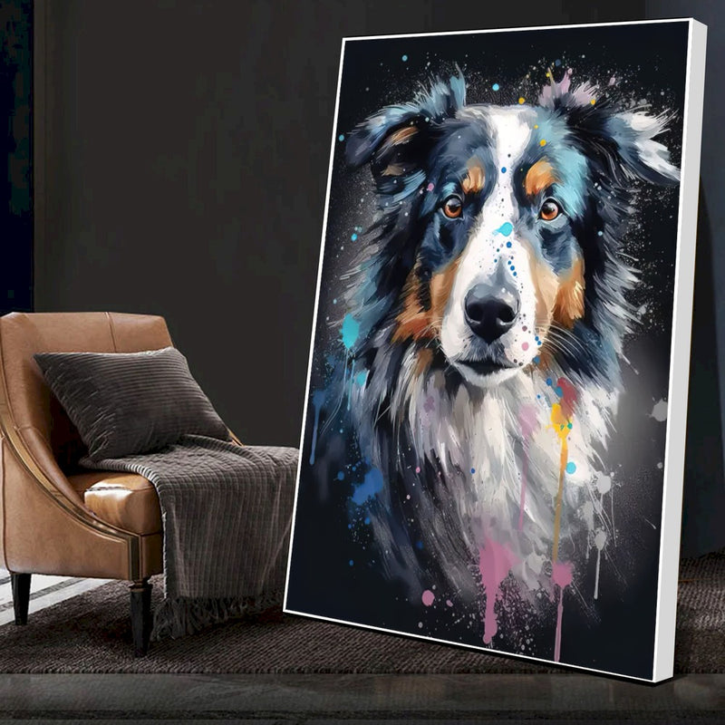 Quadro Border Collie Abstrato