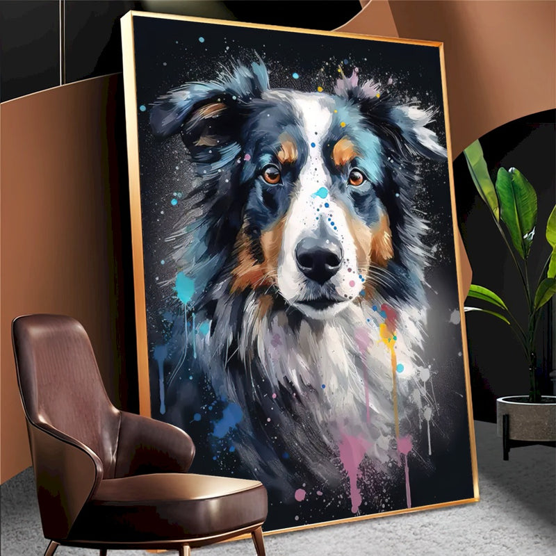Quadro Border Collie Abstrato