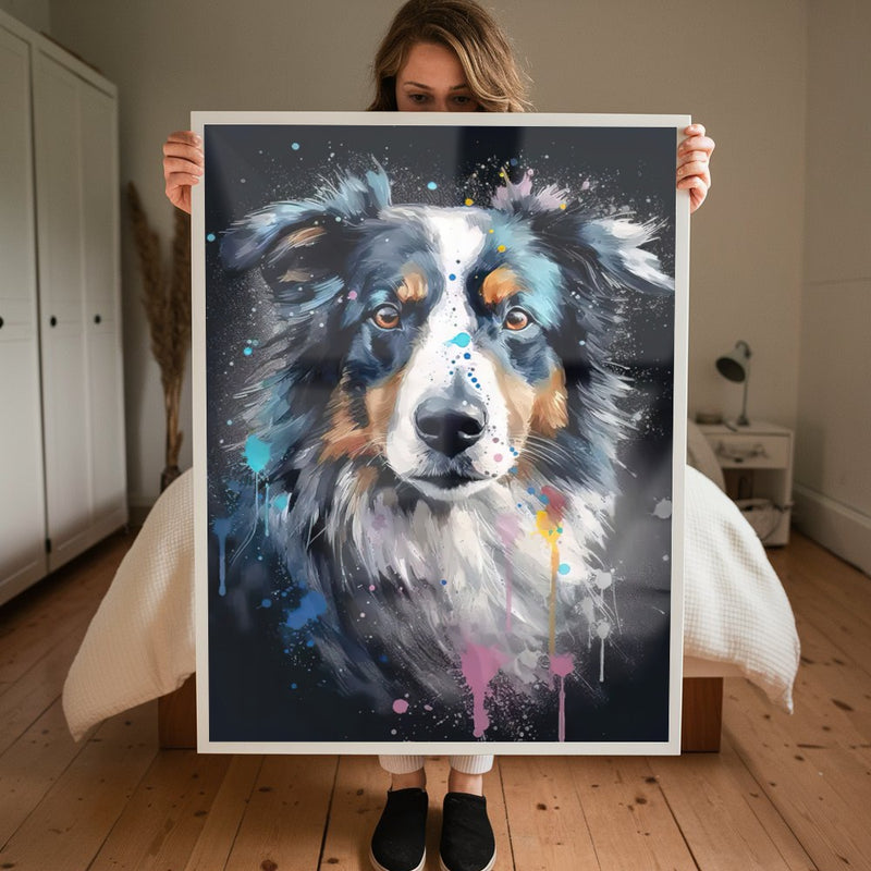 Quadro Border Collie Abstrato