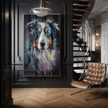 Quadro Border Collie Abstrato