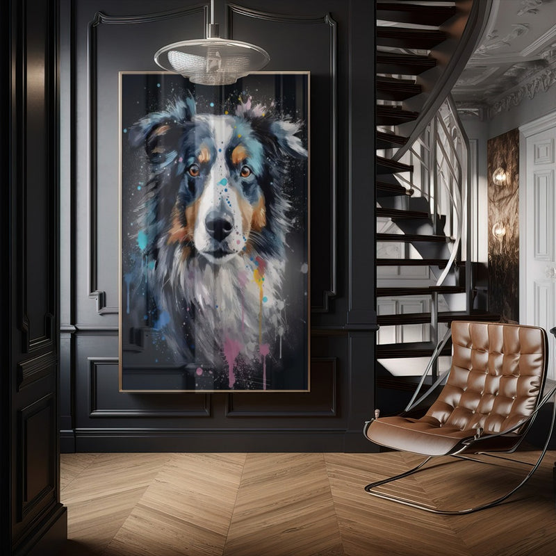 Quadro Border Collie Abstrato