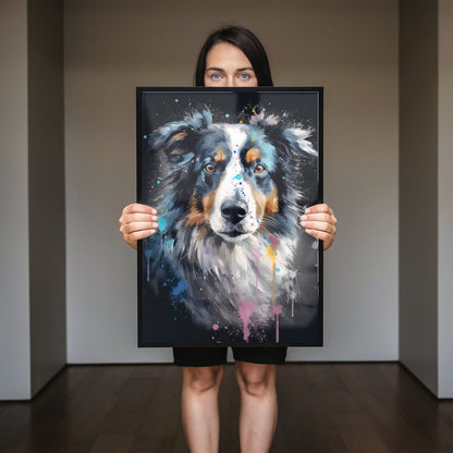 Quadro Border Collie Abstrato