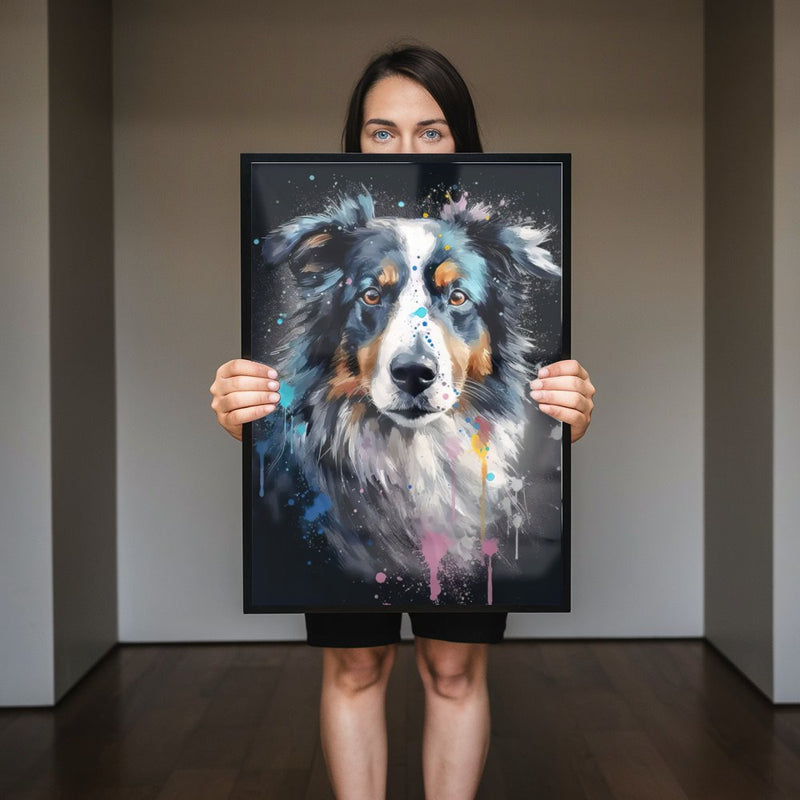 Quadro Border Collie Abstrato