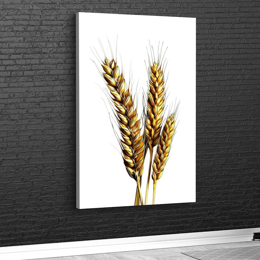 Quadro Ramo De Trigo Fundo White