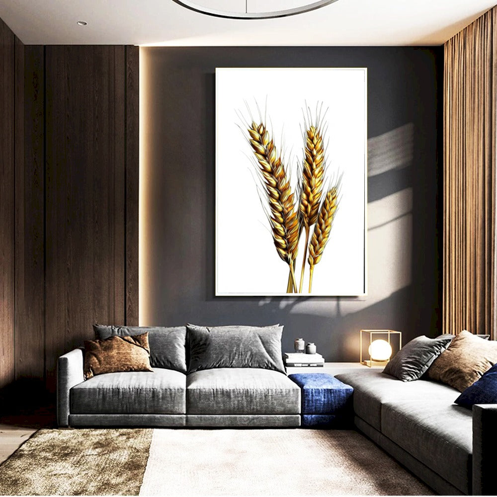 Quadro Ramo De Trigo Fundo White