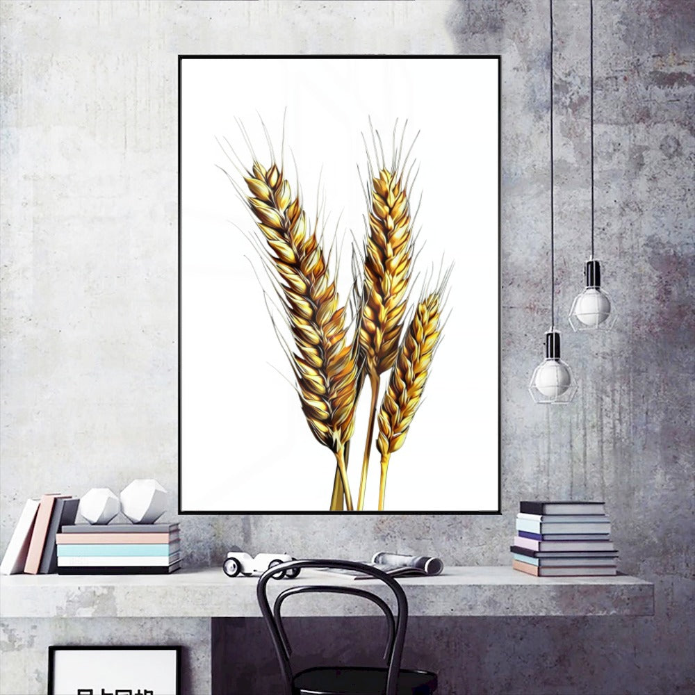 Quadro Ramo De Trigo Fundo White