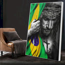 Quadro Jesus E Bandeira Nacional
