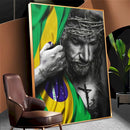 Quadro Jesus E Bandeira Nacional