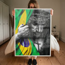 Quadro Jesus E Bandeira Nacional