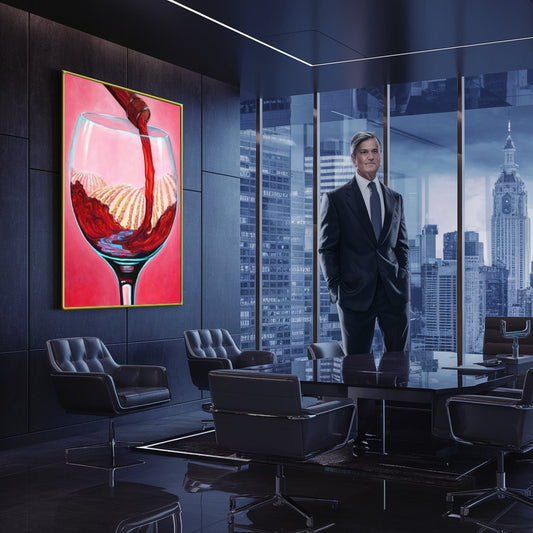 Quadro Taça De Vinho E Vinhedos Estilo Pintura