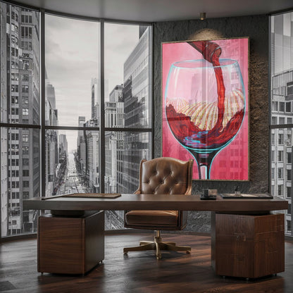 Quadro Taça De Vinho E Vinhedos Estilo Pintura