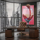 Quadro Taça De Vinho E Vinhedos Estilo Pintura