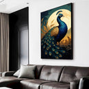 Quadro Pintura Pavão E Lua Cheia