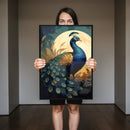 Quadro Pintura Pavão E Lua Cheia
