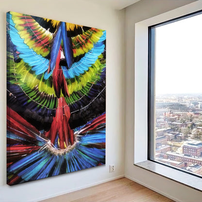 Quadro Cocar De Penas Colorido