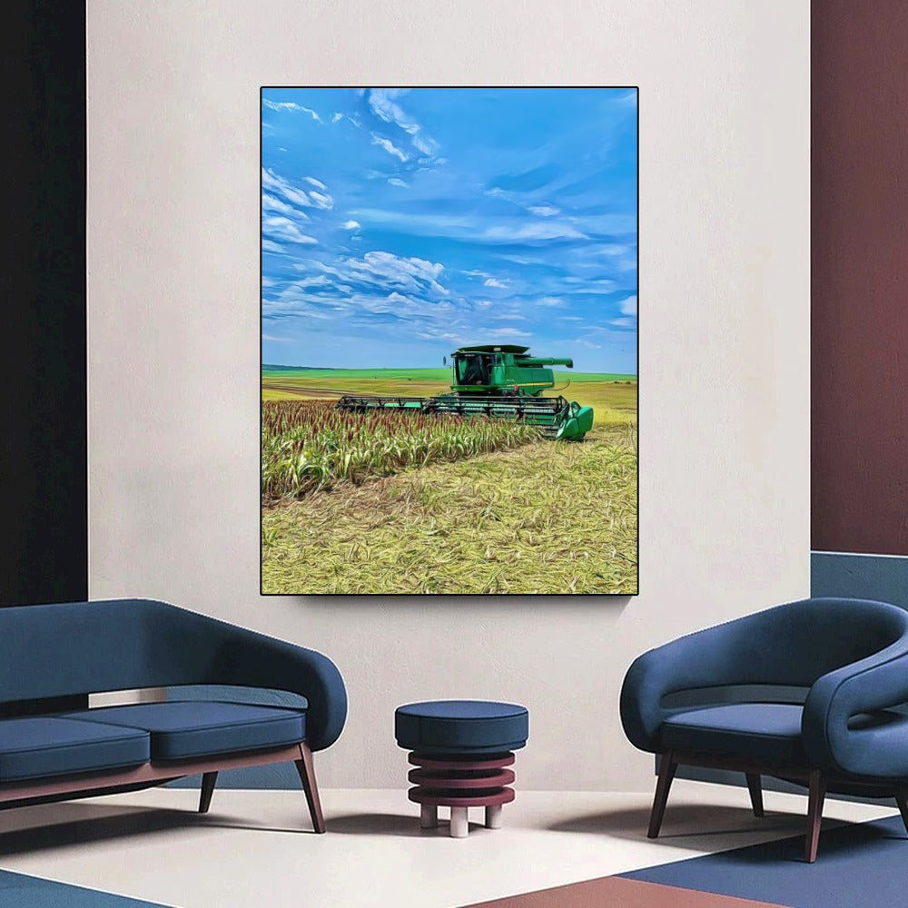 Quadro Colheita De Milheto Efeito Pintura