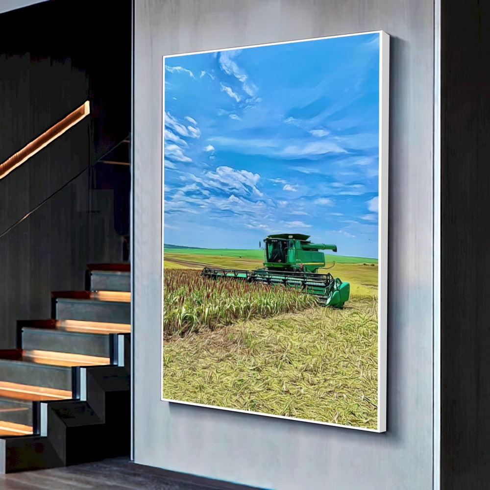 Quadro Colheita De Milheto Efeito Pintura