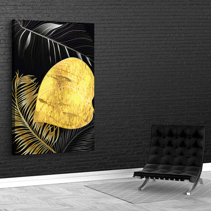 Quadro Folhagem Dourado E Branco Abstratos